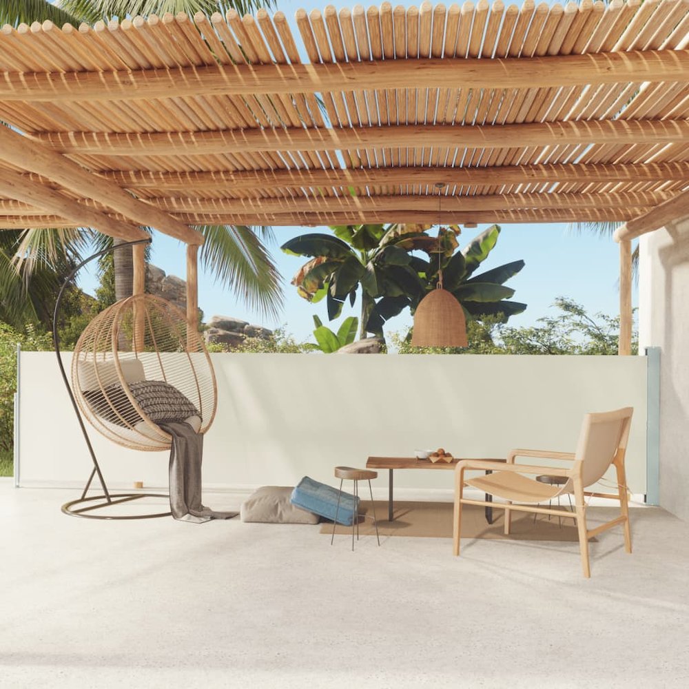 Side Awning Cream Polyester with PU coating 46.1 x 236.2 in. Picture 1