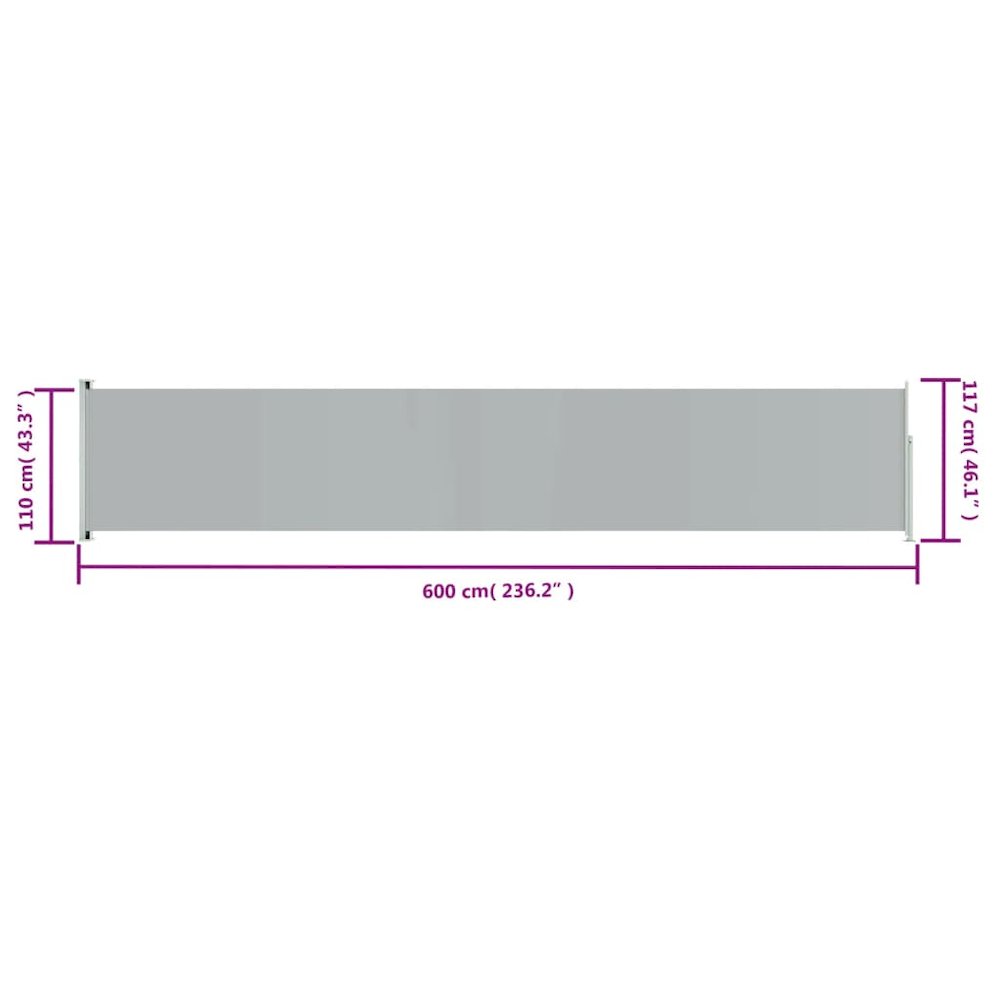 Side Awning Gray Polyester with PU coating, powder-coated steel. Picture 8