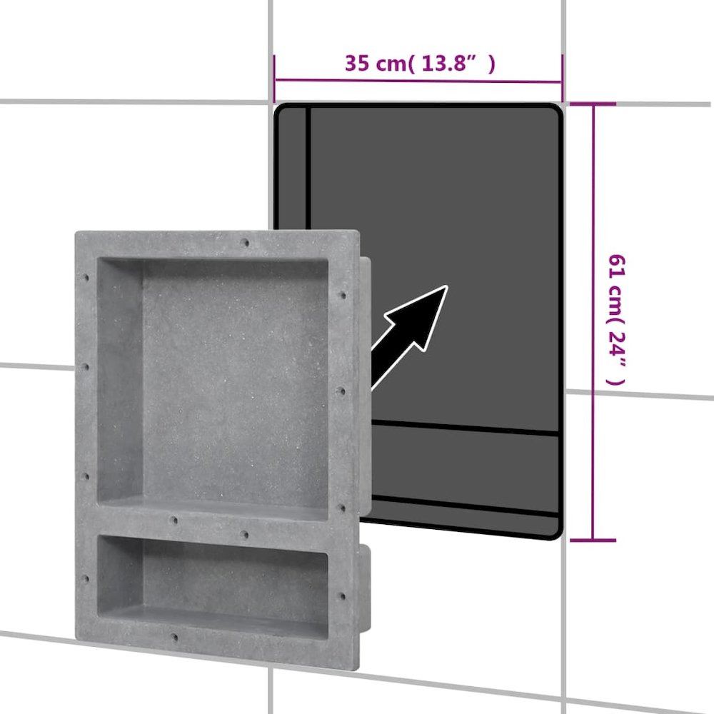 Shower Niche with 2 Compartments Matt Gray 16.1"x20.1"x3.9". Picture 6