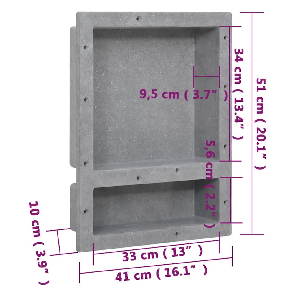 Shower Niche with 2 Compartments Matt Gray 16.1"x20.1"x3.9". Picture 7