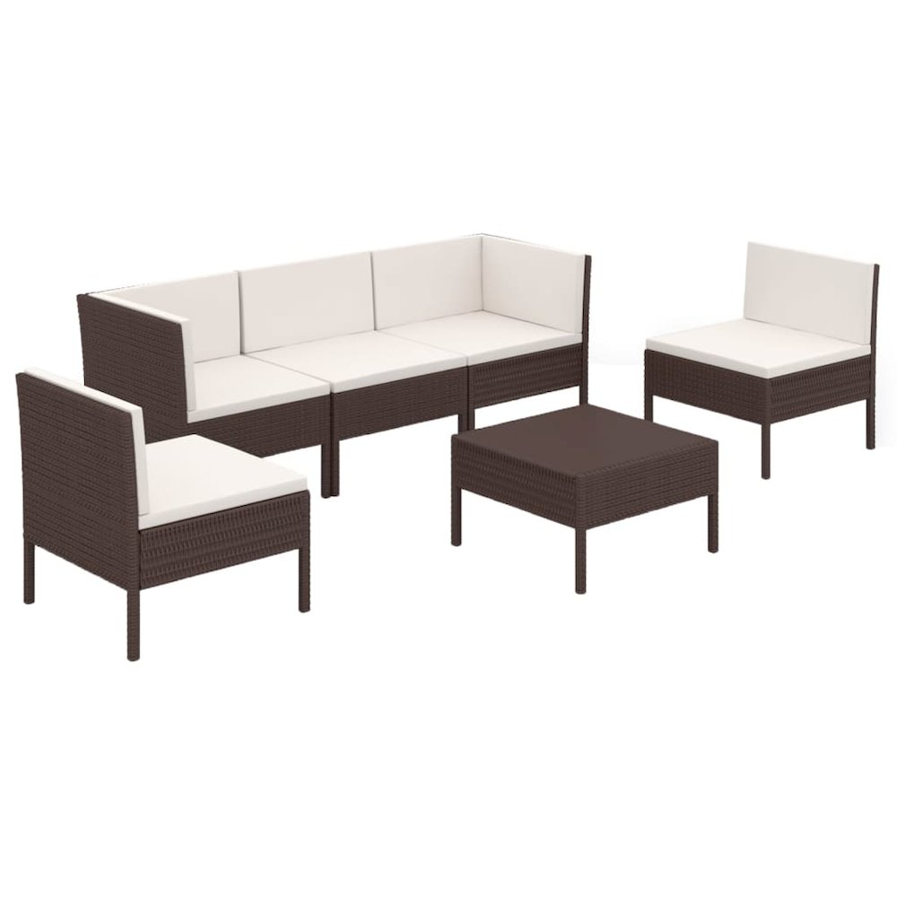 Garden Lounge Set Brown and Cream White. Picture 2
