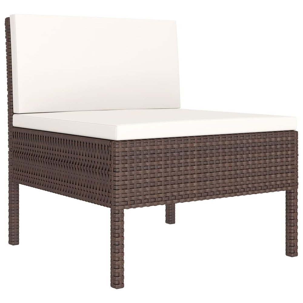 Garden Lounge Set Brown and Cream White. Picture 4