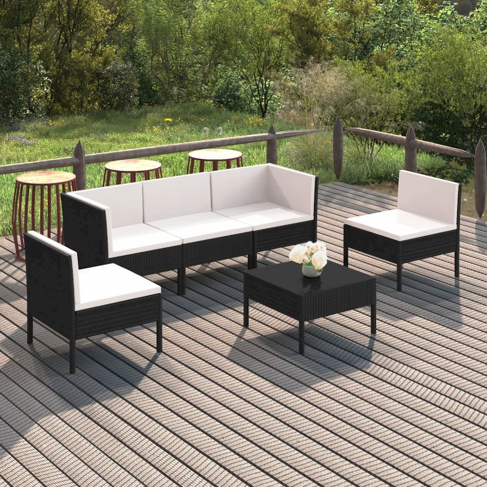 Garden Lounge Set Black, Cream white. Picture 1