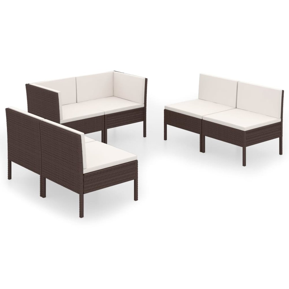 Garden Lounge Set Brown PE rattan, powder-coated steel, polyester. Picture 2