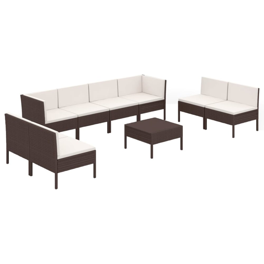 Garden Lounge Set Brown and Cream White. Picture 2