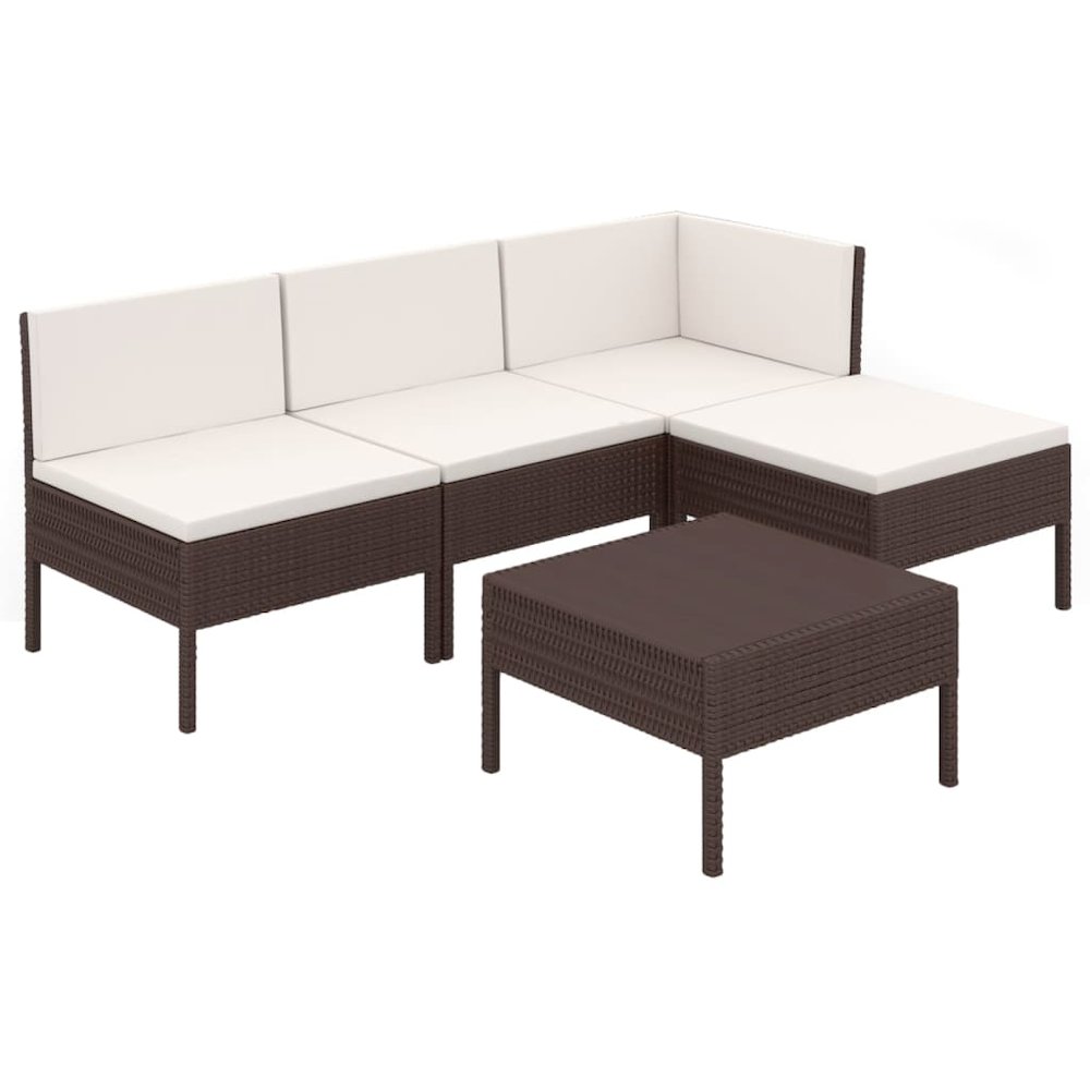 Garden Lounge Set Brown, Cream White. Picture 2