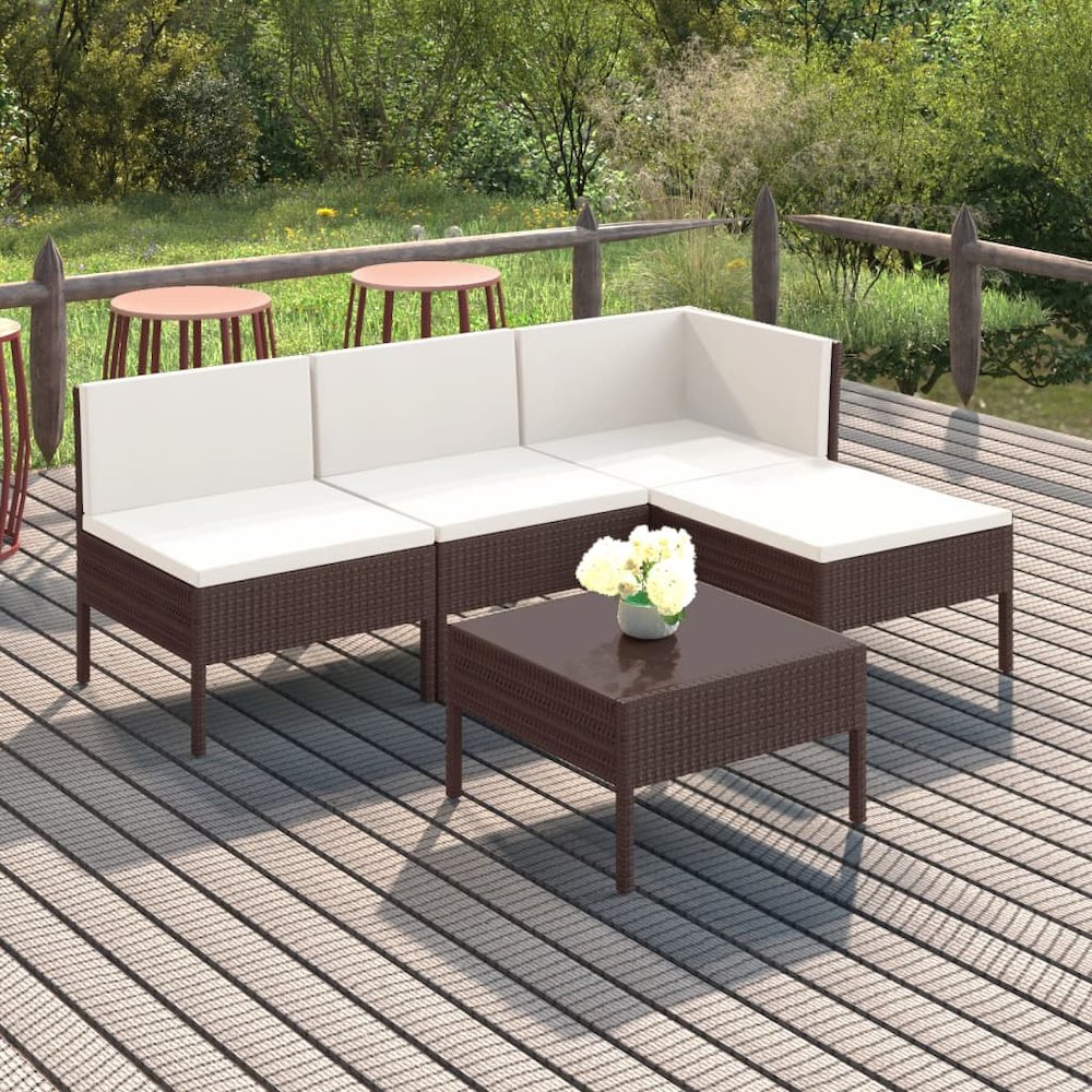 Garden Lounge Set Brown, Cream White. Picture 1
