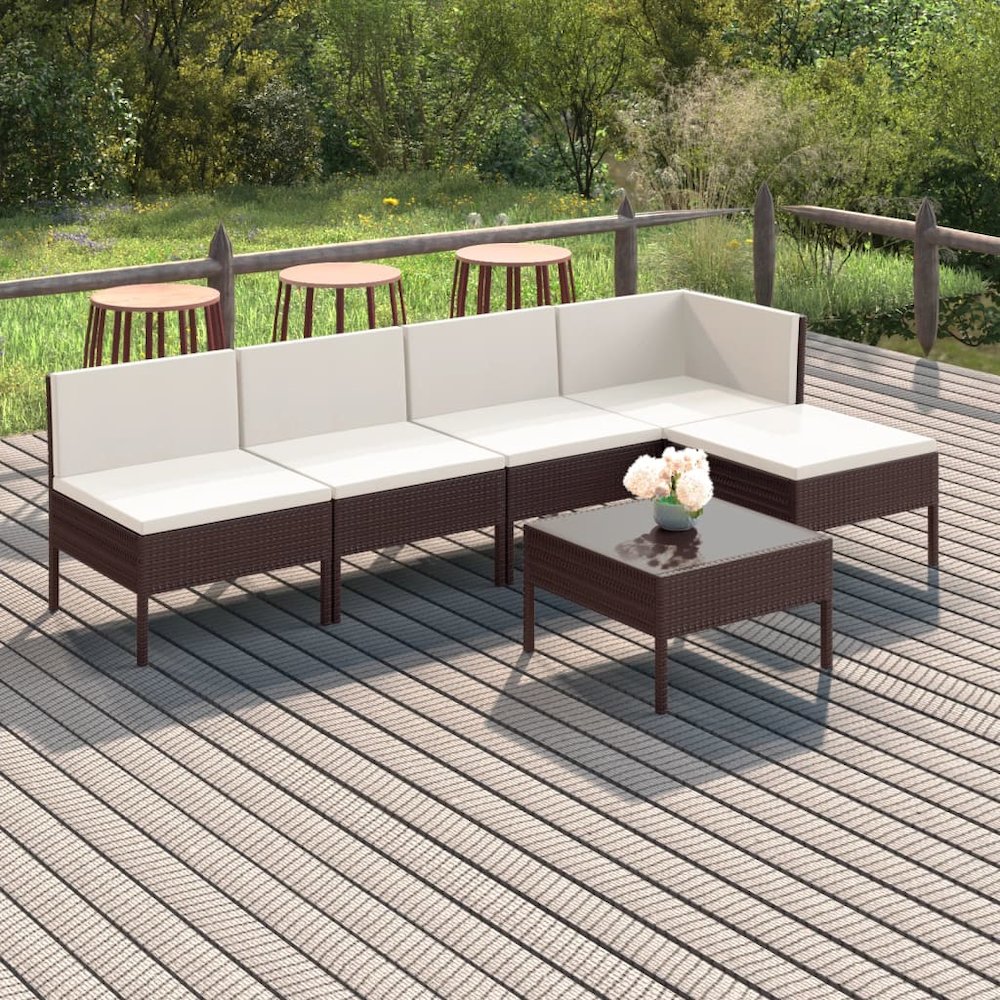 Garden Lounge Set Brown, Cream White. Picture 1