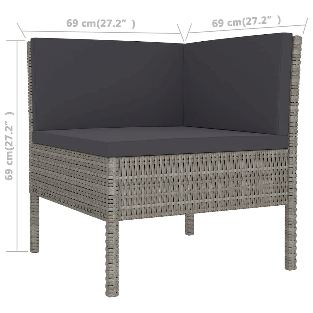 Garden Lounge Set Grey PE rattan Medium Modular. Picture 10