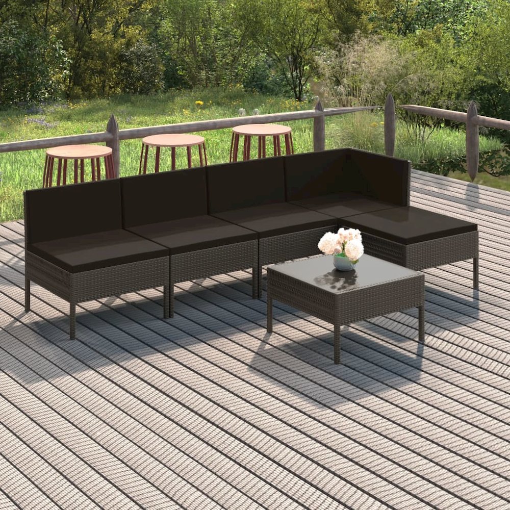 Garden Lounge Set Grey PE rattan Medium Modular. Picture 1