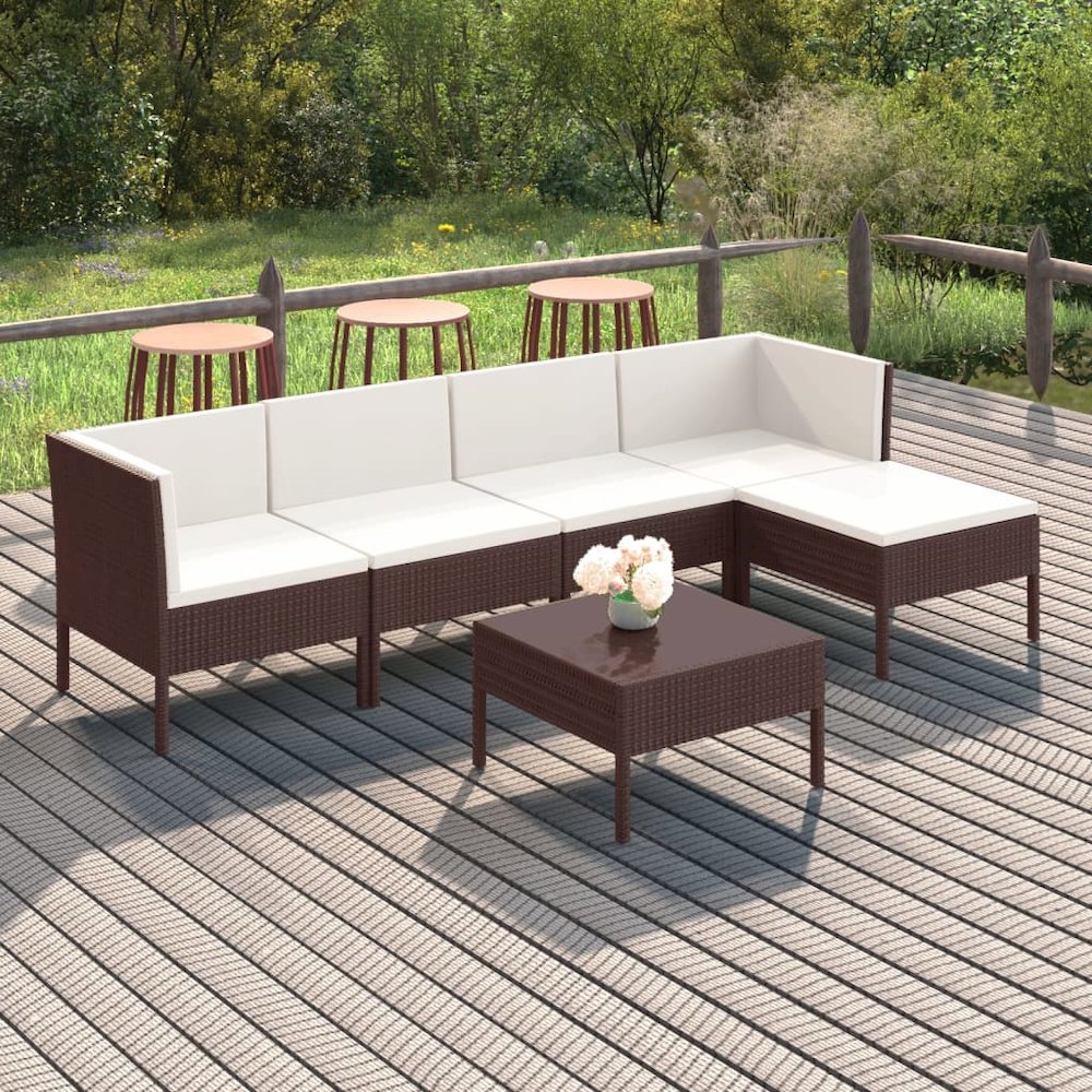 Garden Lounge Set Brown, Cream White. Picture 1