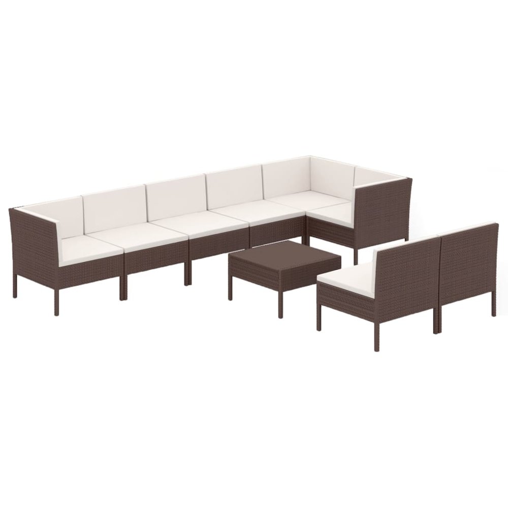 Garden Lounge Set Brown and Cream White. Picture 2