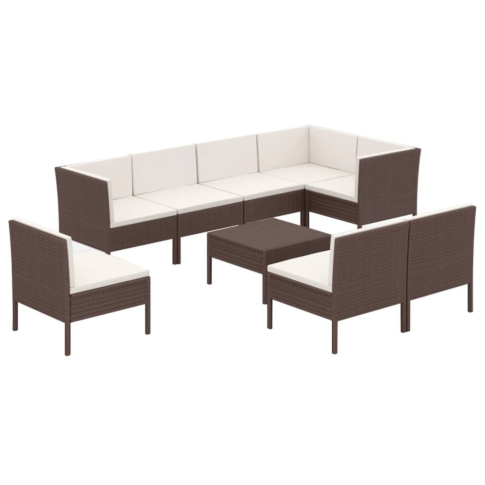 Garden Lounge Set Brown, Cream White. Picture 2