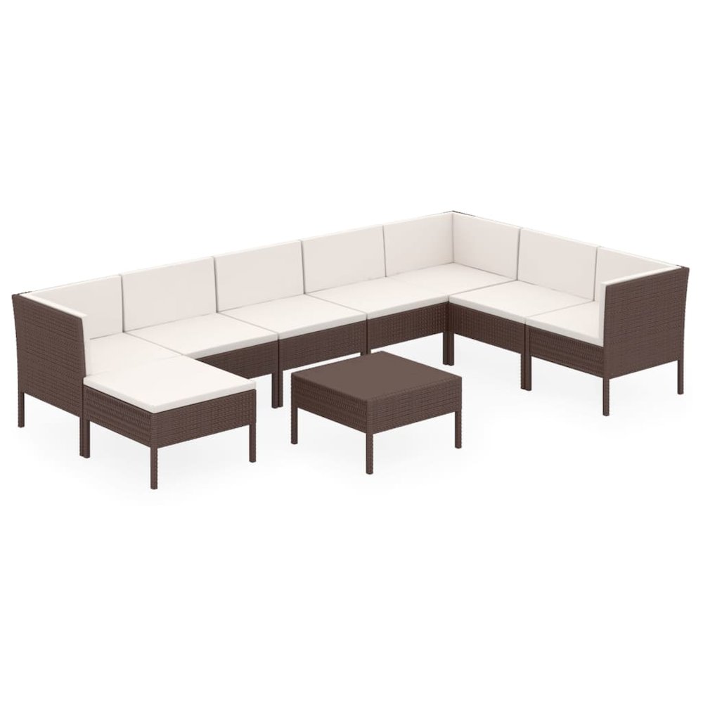Garden Lounge Set Brown, Cream White. Picture 2