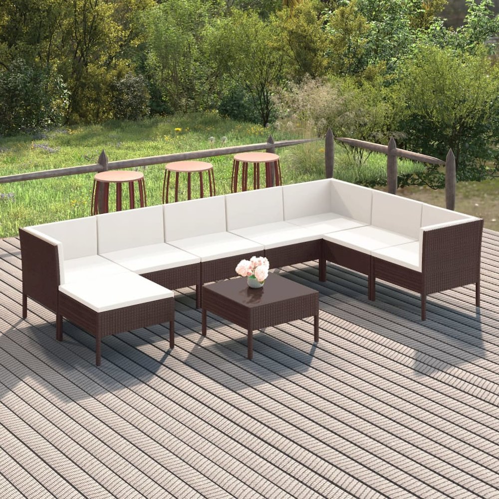 Garden Lounge Set Brown, Cream White. Picture 1