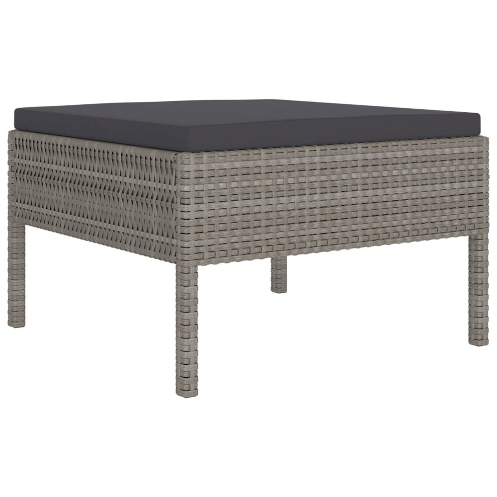 Garden Lounge Set Grey PE rattan, powder-coated steel, polyester. Picture 3