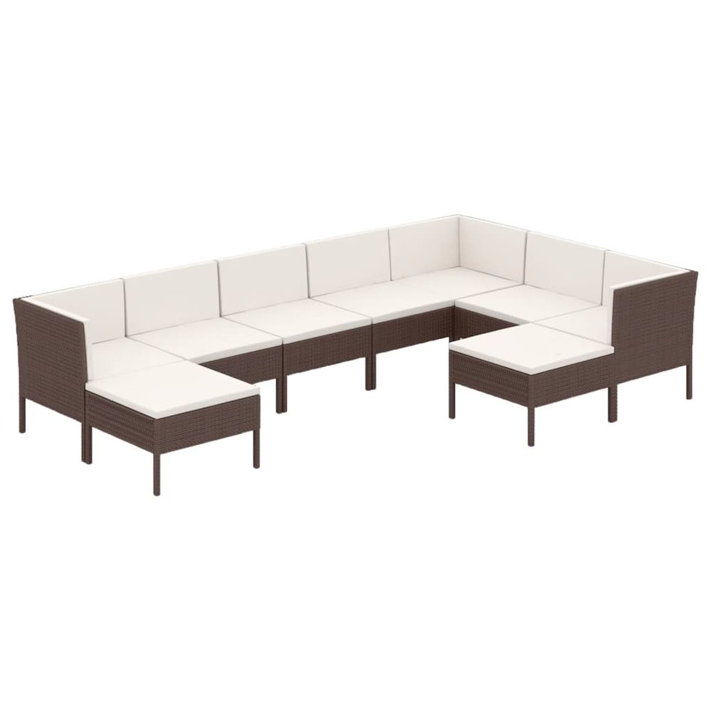 Garden Lounge Set Brown and Cream White. Picture 2