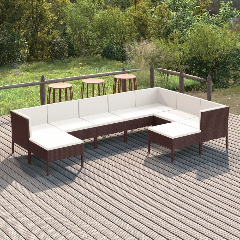 Garden Lounge Set Brown and Cream White. Picture 1