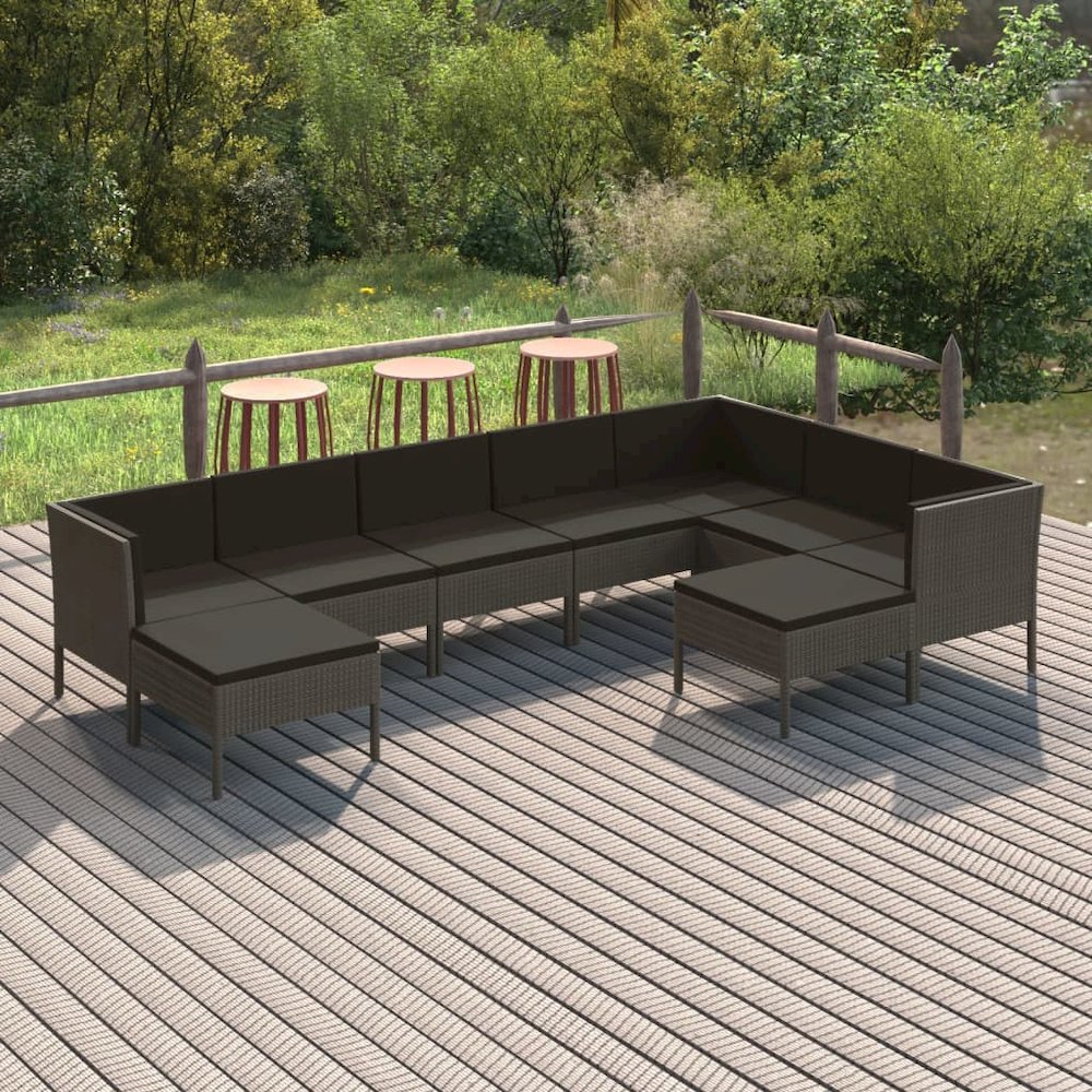Garden Lounge Set Grey PE rattan Large Modular. Picture 1