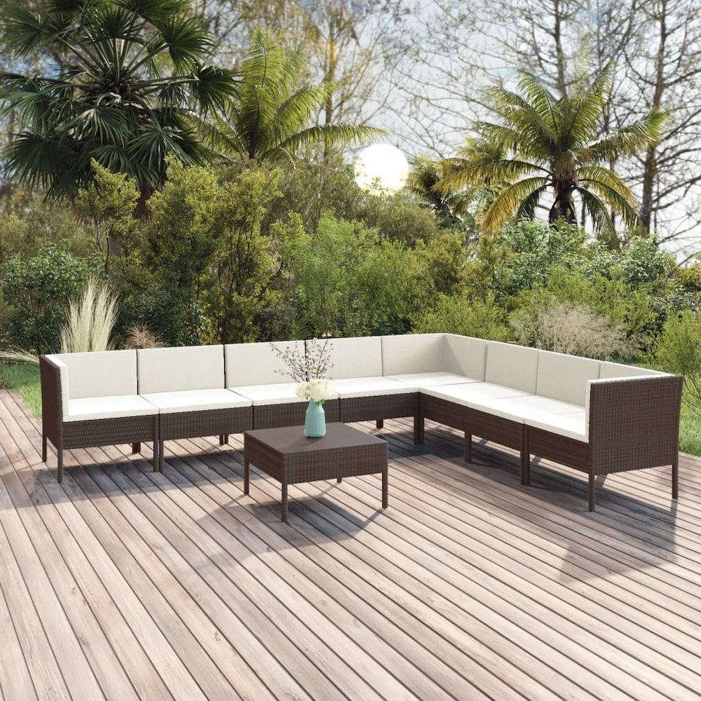 Garden Lounge Set Brown, Cream White. Picture 1