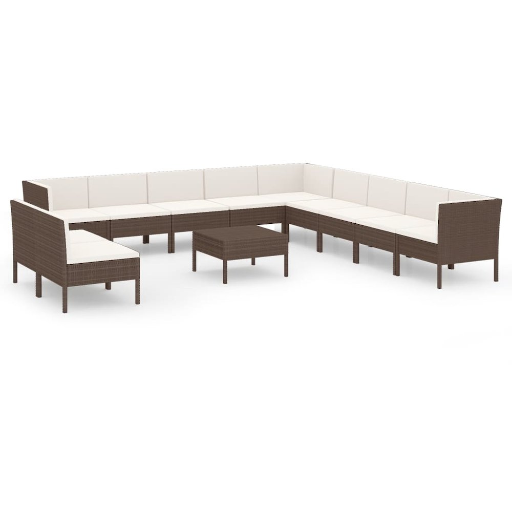 Garden Lounge Set Brown with Cream white cushions. Picture 2