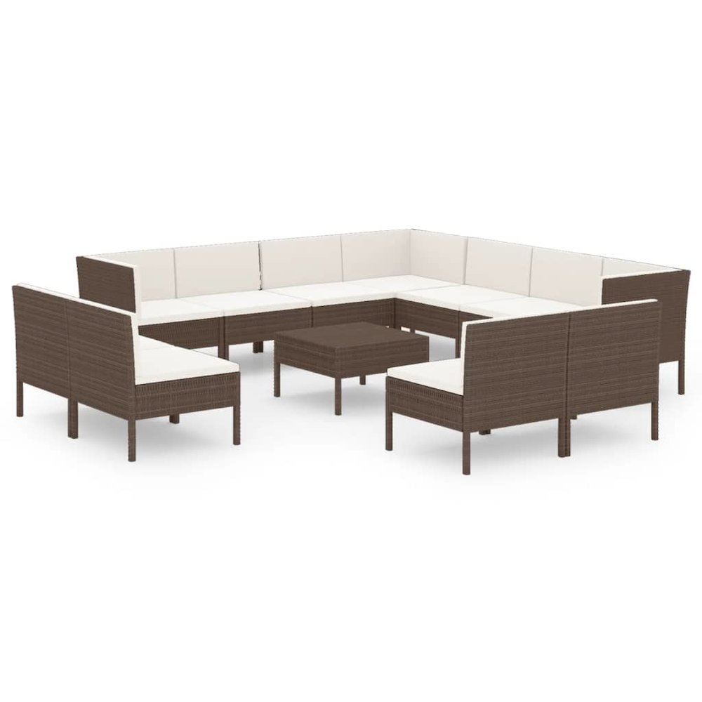 Garden Lounge Set Brown, Cream. Picture 2