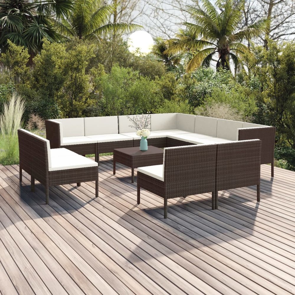 Garden Lounge Set Brown, Cream. Picture 1