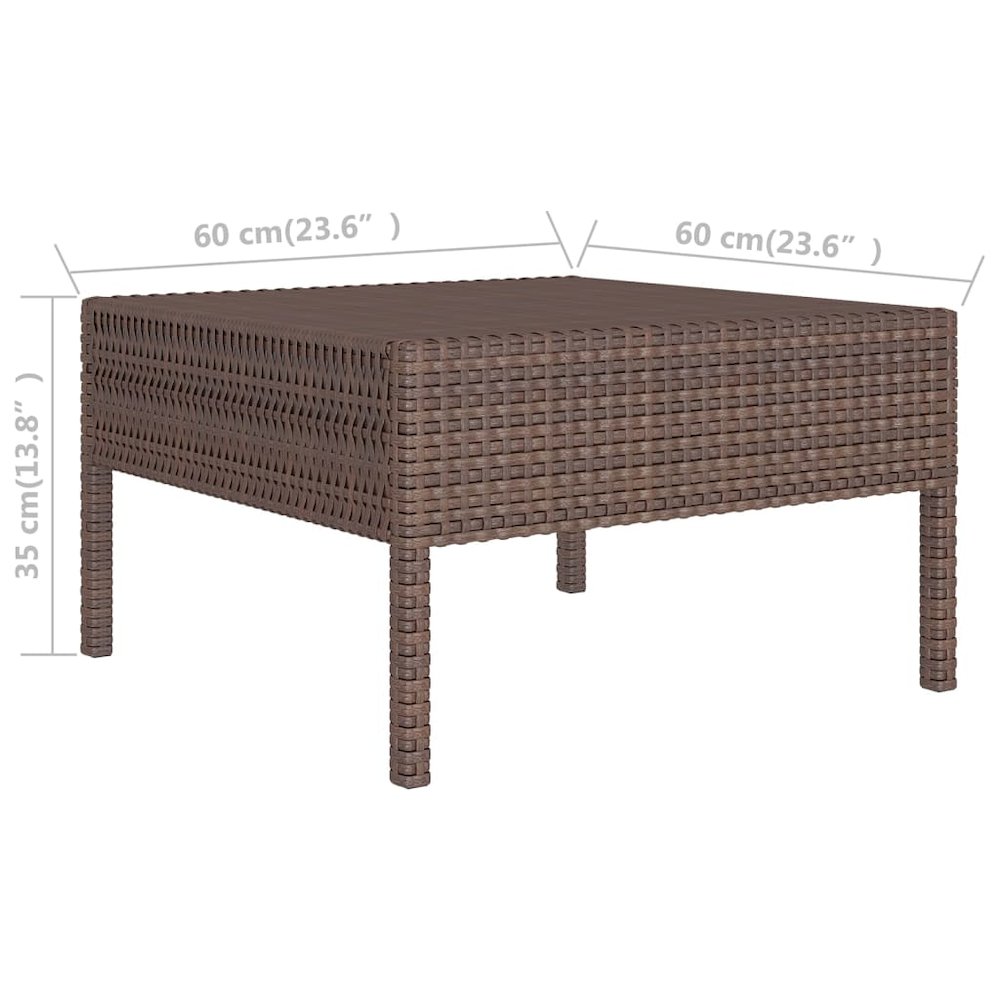 Garden Lounge Set Brown PE rattan, powder-coated steel, polyester. Picture 8