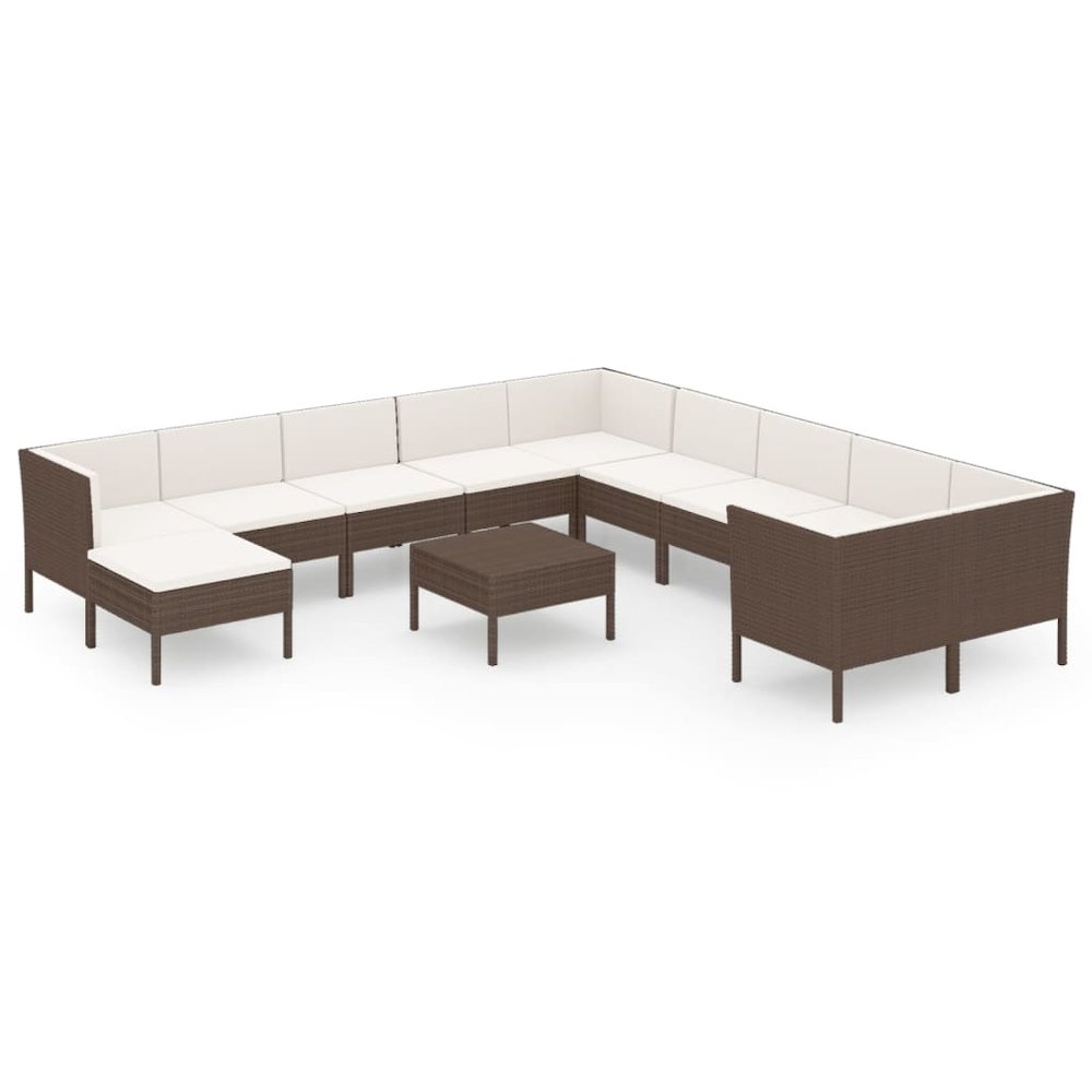 Garden Lounge Set Brown Poly Rattan 12 Piece Set Modular. Picture 2