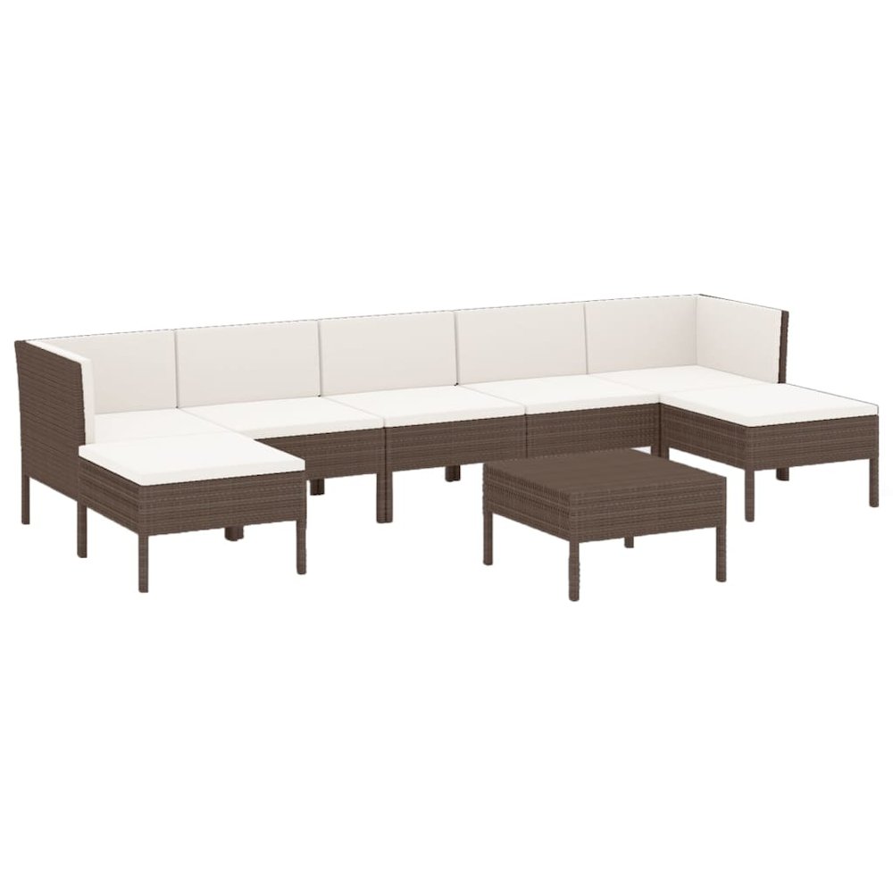 Garden Lounge Set Brown, Cream White. Picture 2
