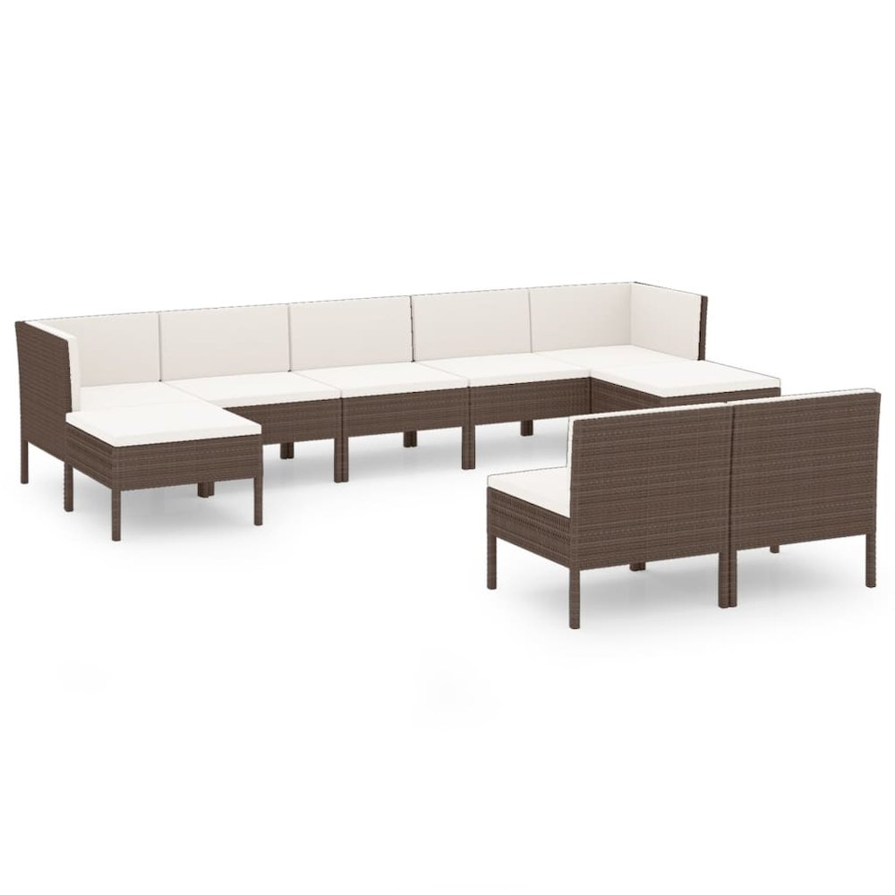 Garden Lounge Set Brown PE rattan Multiple pieces. Picture 2