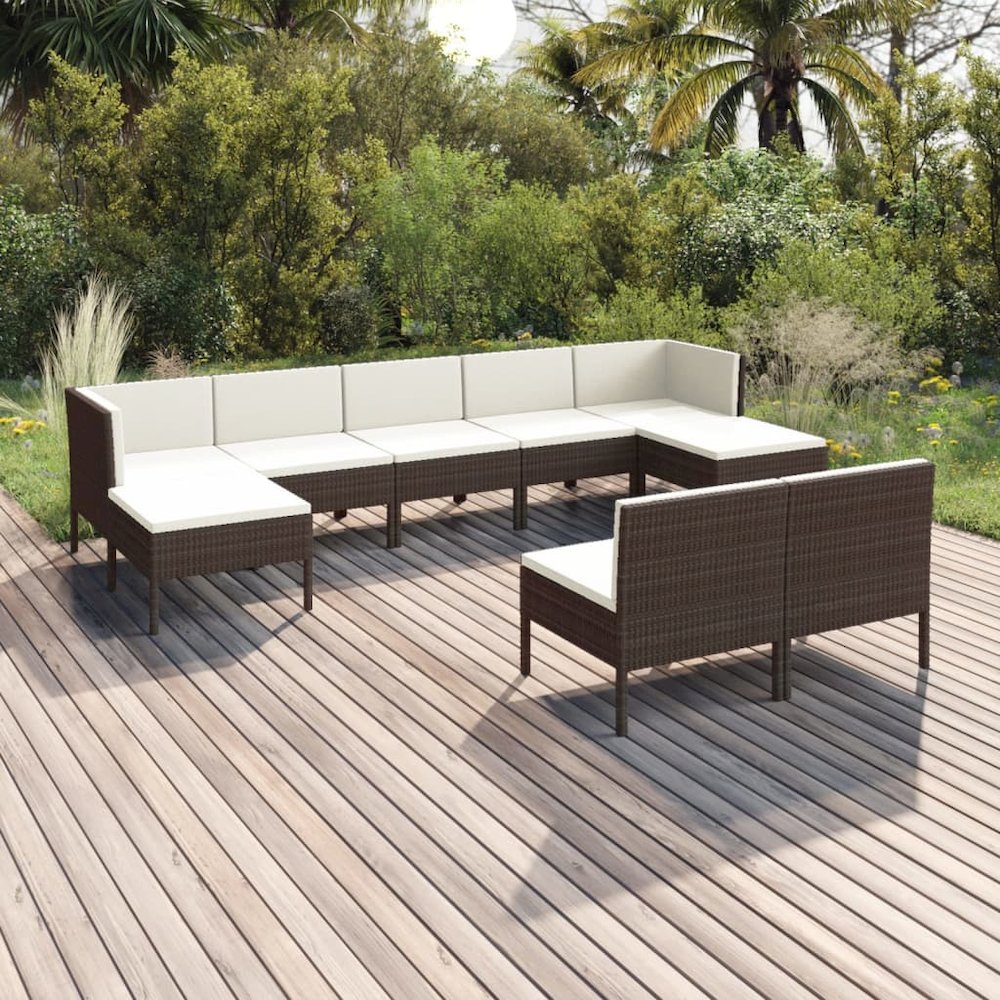 Garden Lounge Set Brown PE rattan Multiple pieces. Picture 1