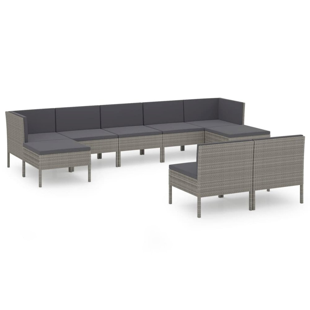 Garden Lounge Set Grey PE rattan 9 Piece Set Modular. Picture 2