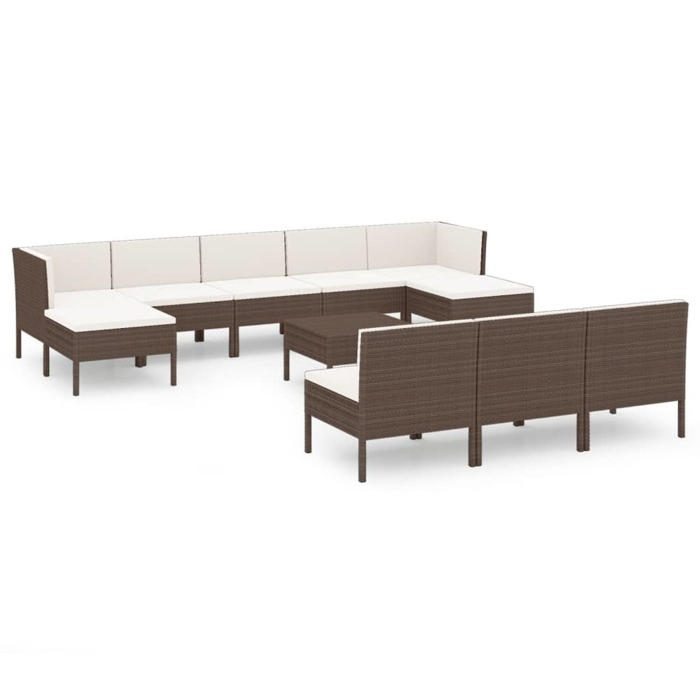 Garden Lounge Set Brown, Cream White. Picture 2