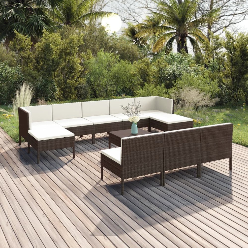 Garden Lounge Set Brown, Cream White. Picture 1