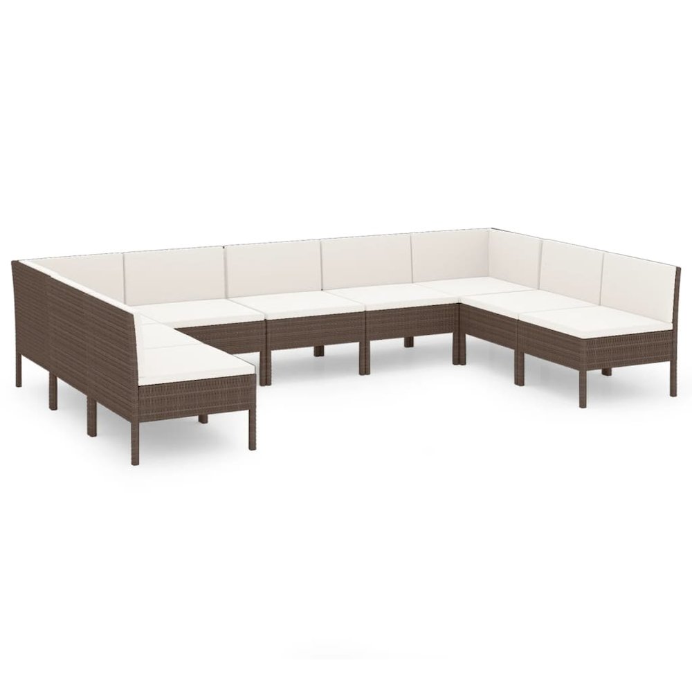 Garden Lounge Set Brown, Cream White. Picture 2