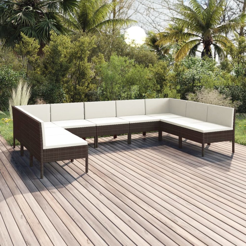 Garden Lounge Set Brown, Cream White. Picture 1