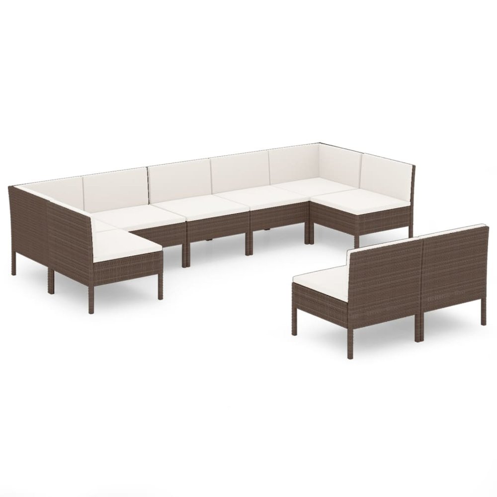 Garden Lounge Set Brown PE Rattan Large Modular. Picture 2