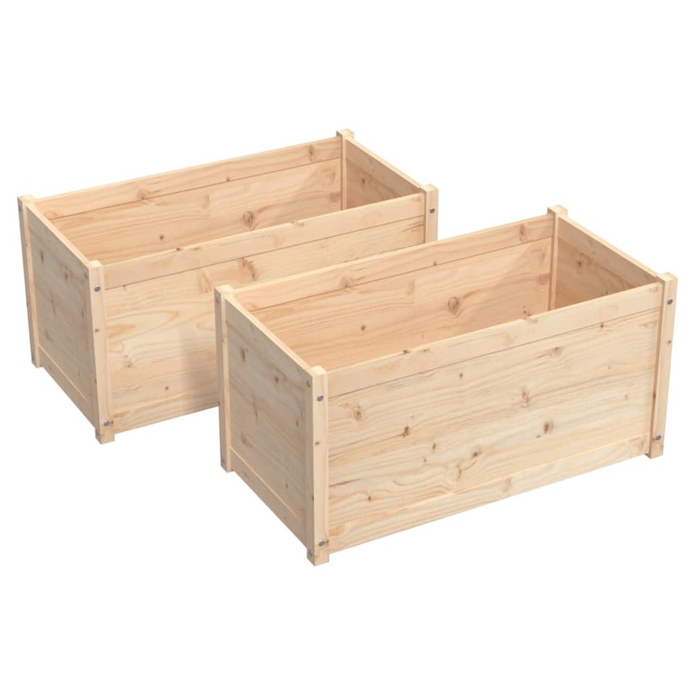 Garden Planter Set of 2 Brown Solid pinewood Medium Durable. Picture 2