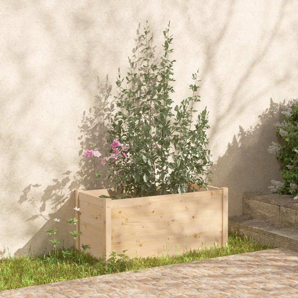 Garden Planter Set of 2 Brown Solid pinewood Medium Durable. Picture 3