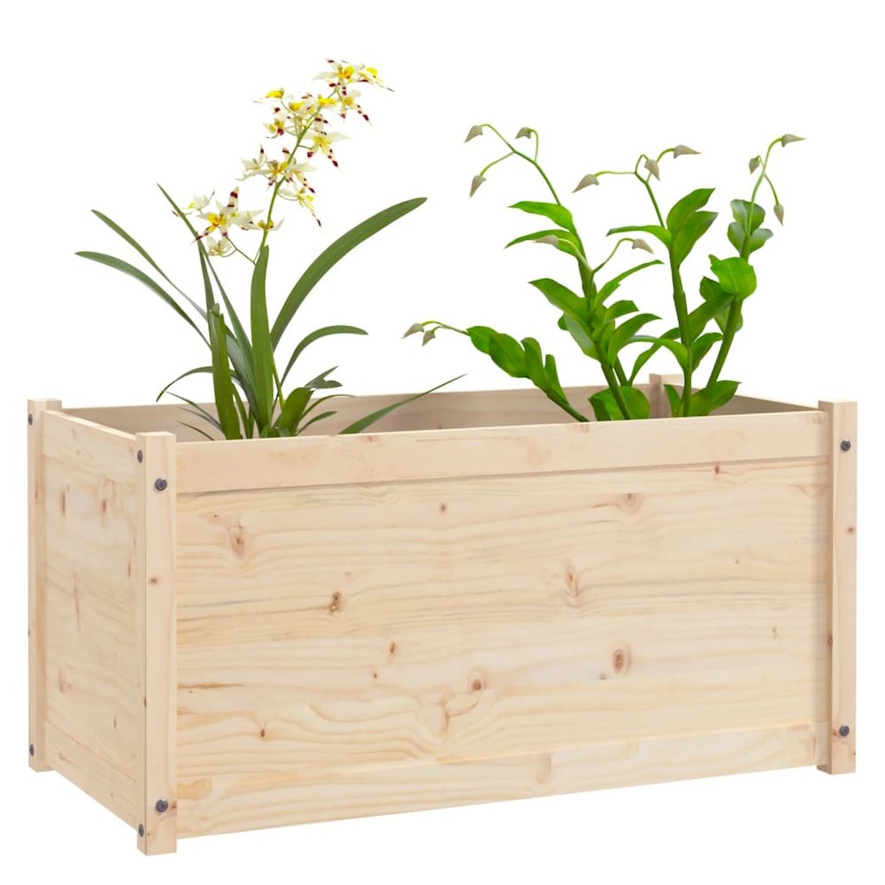 Garden Planter Set of 2 Brown Solid pinewood Medium Durable. Picture 4