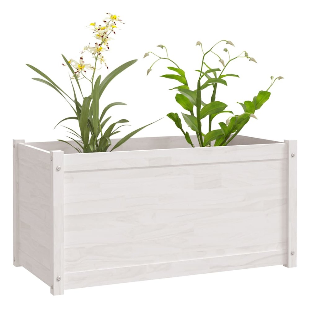 Garden Planter White Solid pinewood Medium Garden Planter. Picture 3