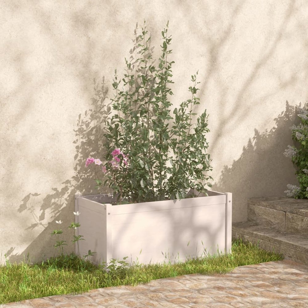 Garden Planter White Solid pinewood Medium Garden Planter. Picture 1