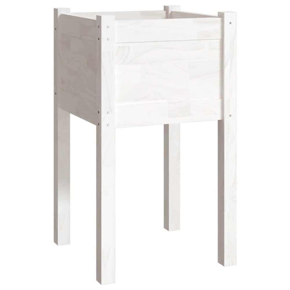 Planter White Solid pinewood Durable Planter Square. Picture 2