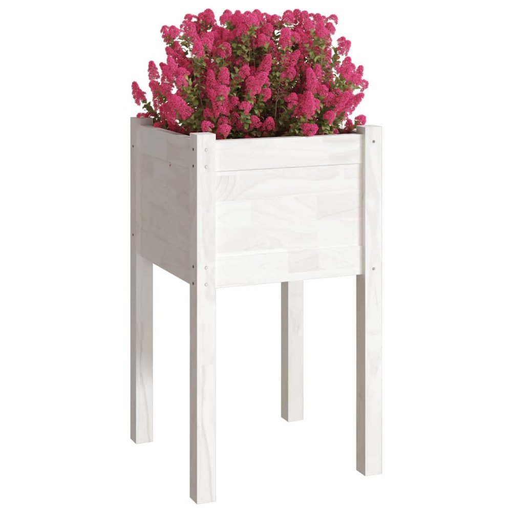Planter White Solid pinewood Durable Planter Square. Picture 3