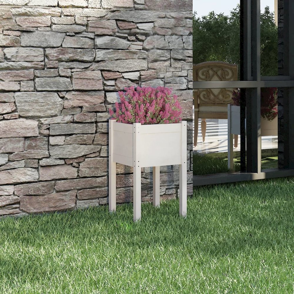 Planter White Solid pinewood Durable Planter Square. Picture 1