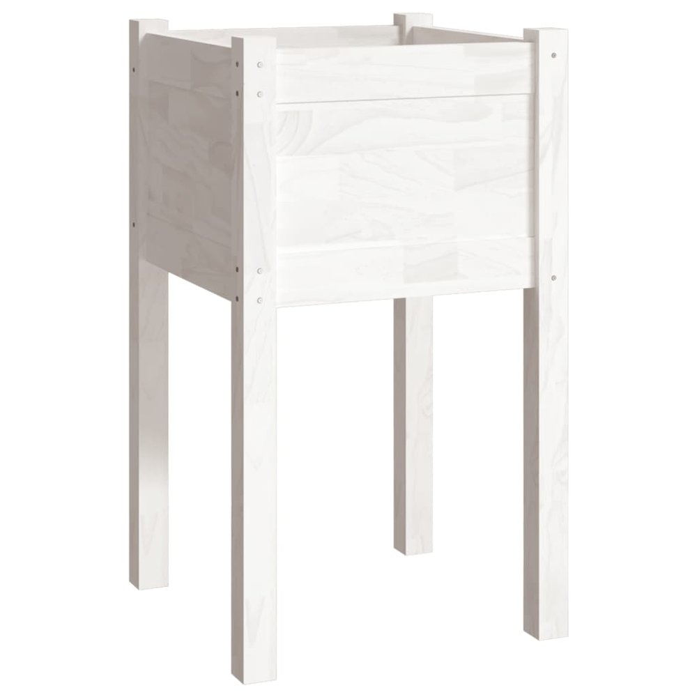 Garden Planter Set of 2 White Solid pinewood Medium. Picture 4