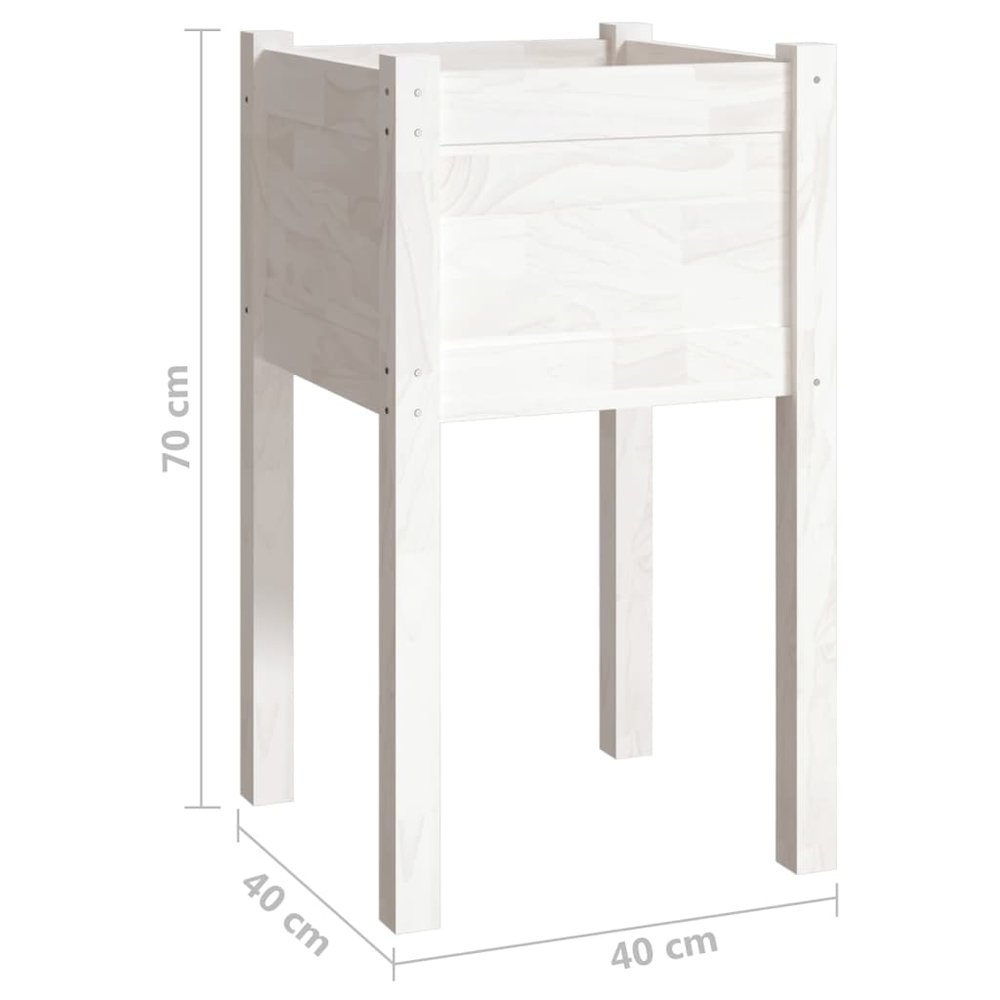 Garden Planter Set of 2 White Solid pinewood Medium. Picture 8