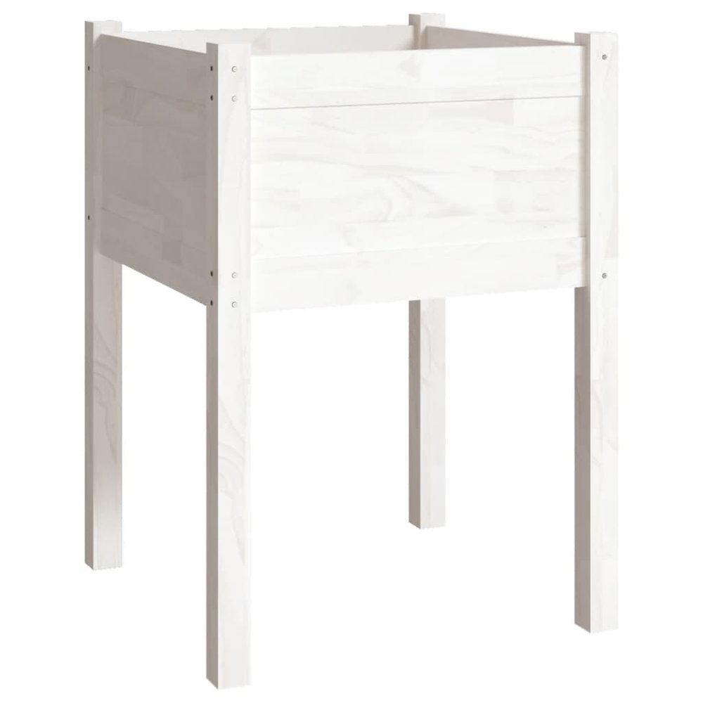 Planter White Solid pinewood Medium Durable Planter Square. Picture 2
