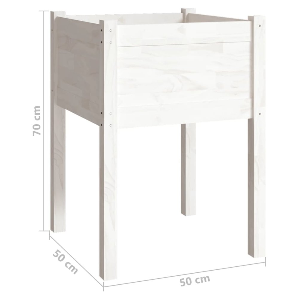 Planter White Solid pinewood Medium Durable Planter Square. Picture 7